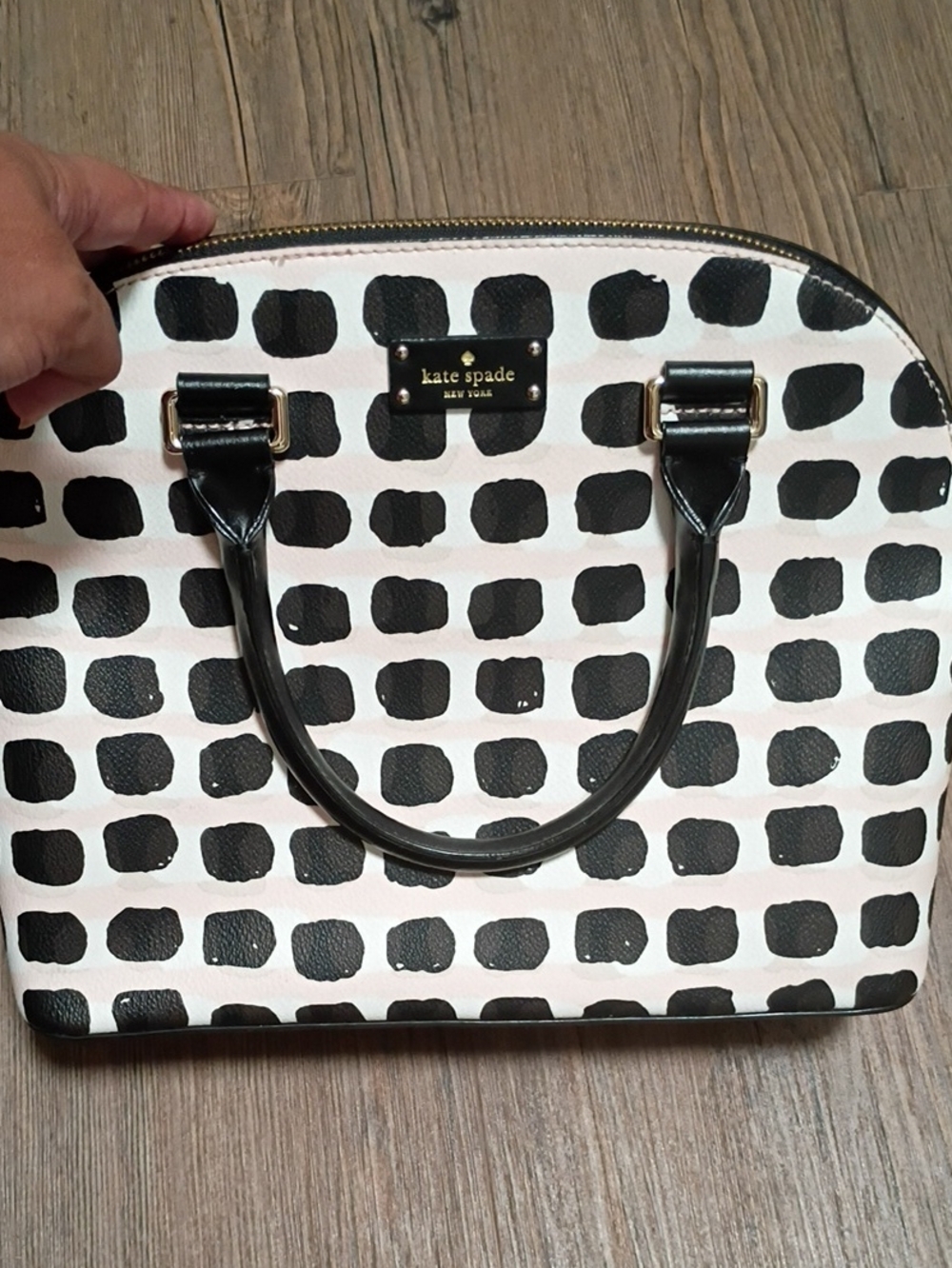 Kate Spade Black, White & Light Pink Dome Satchel Crossbody - Picture 7 of 9